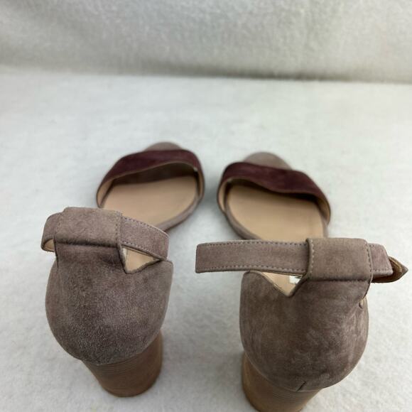 Authentic Manolo Blahnik Brown Gray Suede Strappy Sandal Block Heel 38.5 (US 8) - Picture 10 of 16